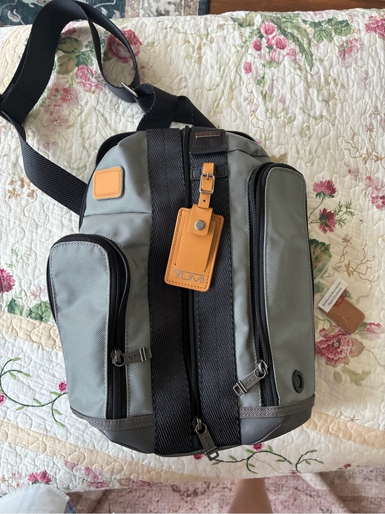 Tumi Other - TUMI Men's Gray Higgins Crossbody Sling Bag with Tan Leather Tag